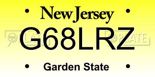 G68LRZ New Jersey License Plate