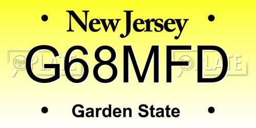 G68MFD New Jersey License Plate