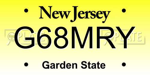 G68MRY New Jersey License Plate