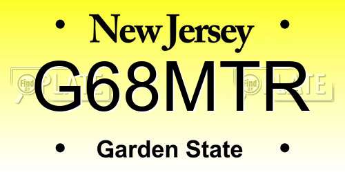 G68MTR New Jersey License Plate