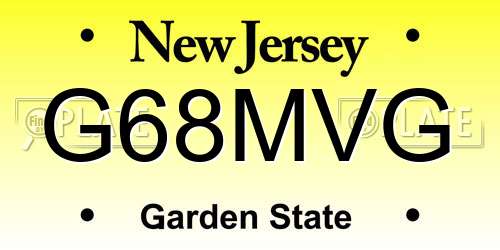 G68MVG New Jersey License Plate