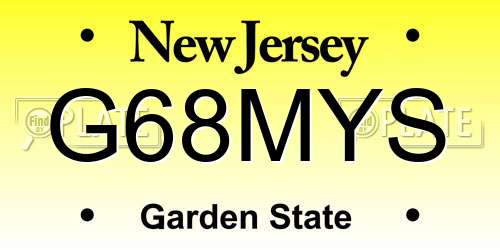 G68MYS New Jersey License Plate