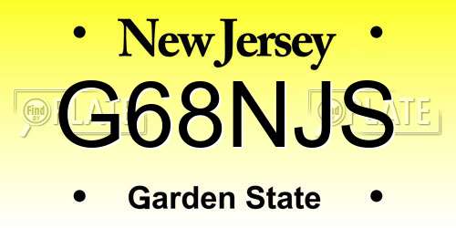 G68NJS New Jersey License Plate