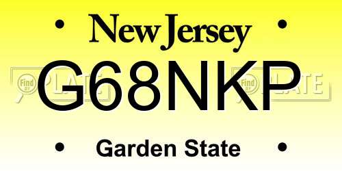 G68NKP New Jersey License Plate