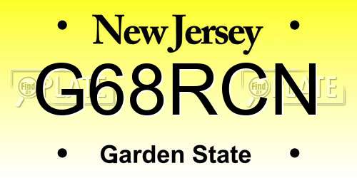 G68RCN New Jersey License Plate