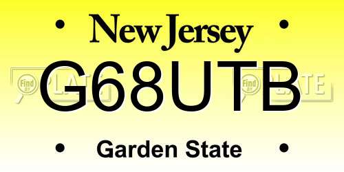 G68UTB New Jersey License Plate