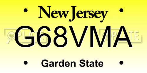 G68VMA New Jersey License Plate