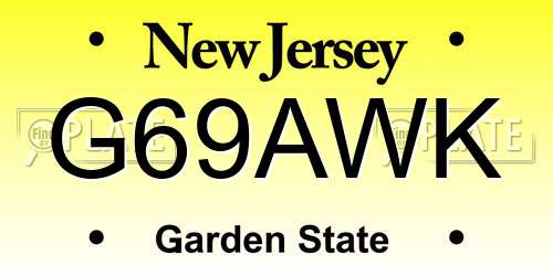 G69AWK New Jersey License Plate