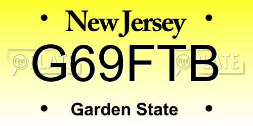 G69FTB New Jersey License Plate