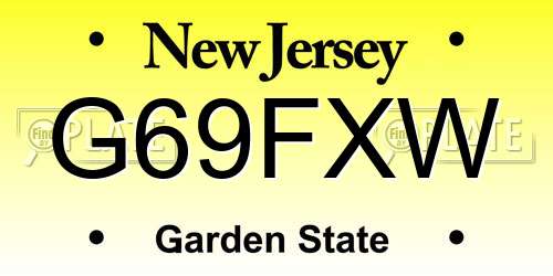 G69FXW New Jersey License Plate