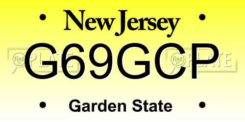 G69GCP New Jersey License Plate