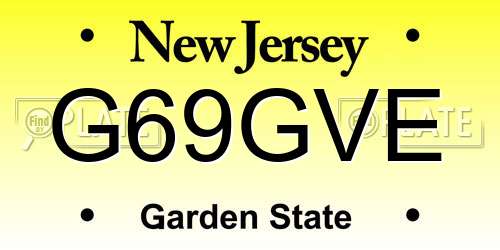 G69GVE New Jersey License Plate