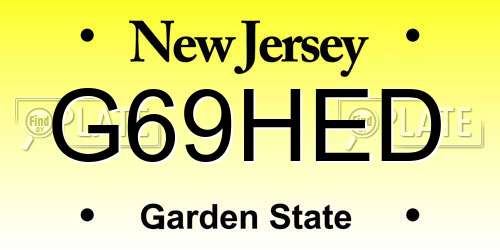 G69HED New Jersey License Plate