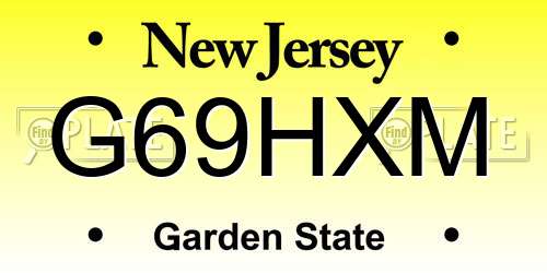 G69HXM New Jersey License Plate