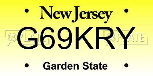 G69KRY New Jersey License Plate