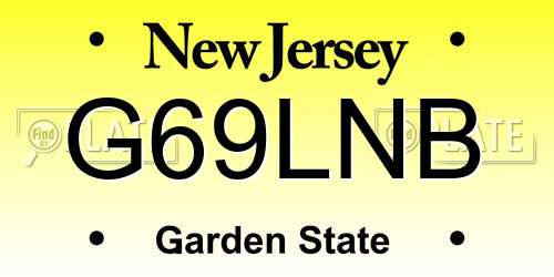 G69LNB New Jersey License Plate