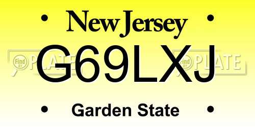 G69LXJ New Jersey License Plate
