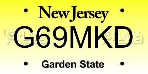 G69MKD New Jersey License Plate