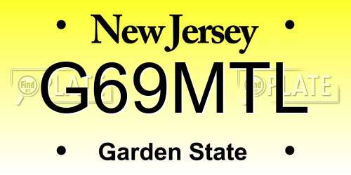 G69MTL New Jersey License Plate