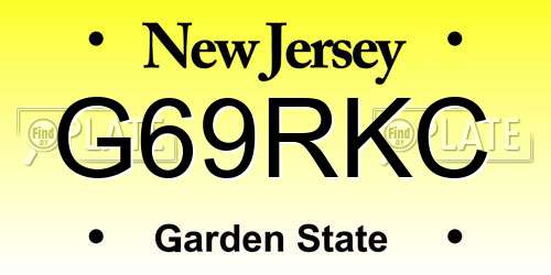 G69RKC New Jersey License Plate