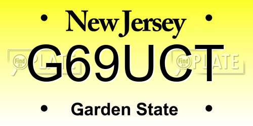 G69UCT New Jersey License Plate