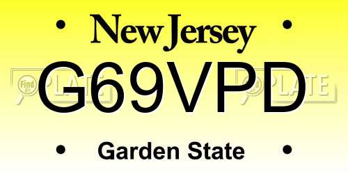G69VPD New Jersey License Plate
