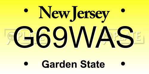 G69WAS New Jersey License Plate