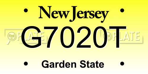 G7020T New Jersey License Plate