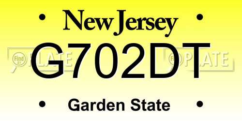 G702DT New Jersey License Plate