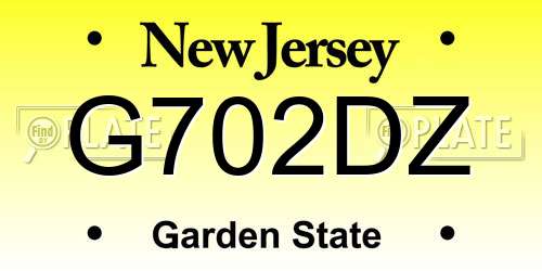 G702DZ New Jersey License Plate