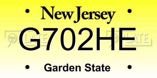 G702HE New Jersey License Plate