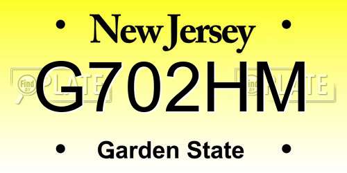 G702HM New Jersey License Plate