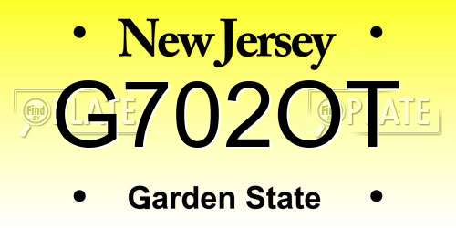 G702OT New Jersey License Plate