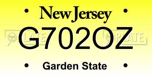 G702OZ New Jersey License Plate