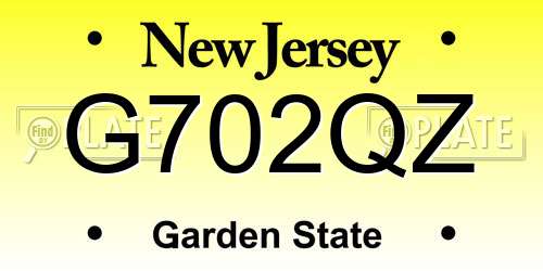 G702QZ New Jersey License Plate