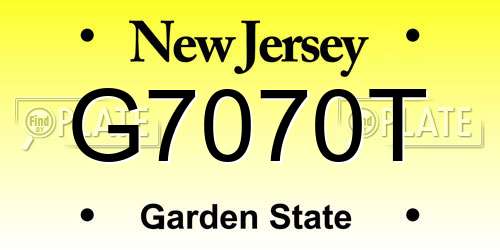 G7070T New Jersey License Plate
