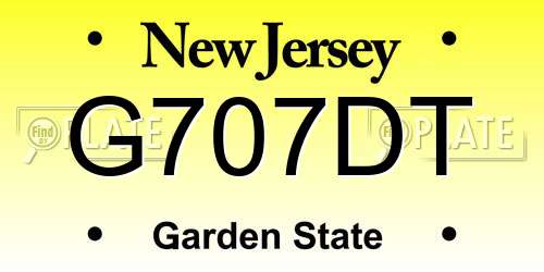 G707DT New Jersey License Plate