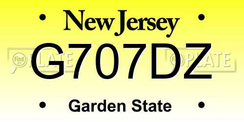 G707DZ New Jersey License Plate