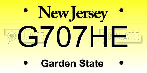 G707HE New Jersey License Plate
