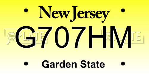 G707HM New Jersey License Plate