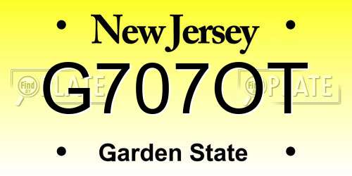 G707OT New Jersey License Plate