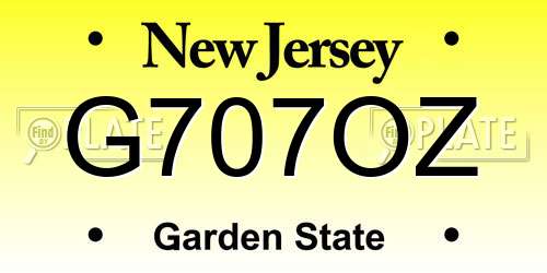 G707OZ New Jersey License Plate