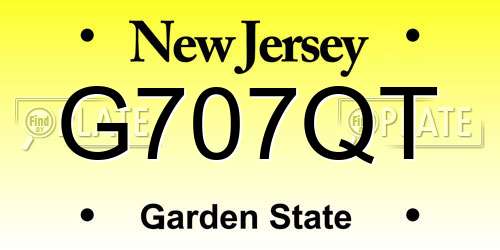 G707QT New Jersey License Plate