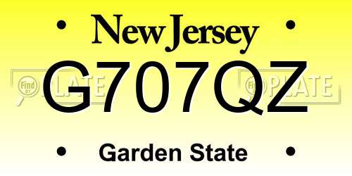 G707QZ New Jersey License Plate