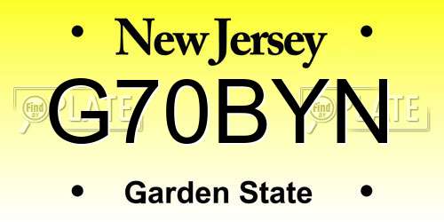G70BYN New Jersey License Plate