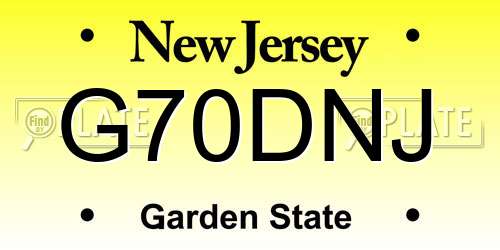 G70DNJ New Jersey License Plate
