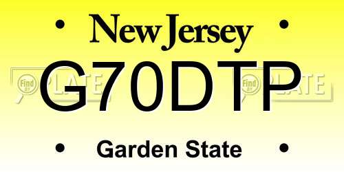 G70DTP New Jersey License Plate