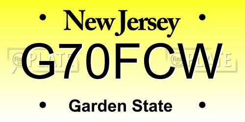 G70FCW New Jersey License Plate