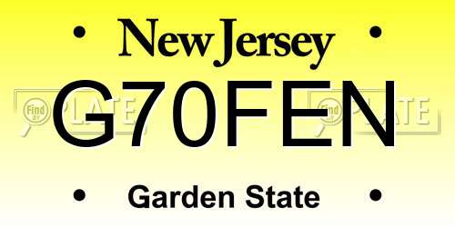 G70FEN New Jersey License Plate