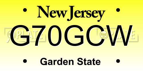 G70GCW New Jersey License Plate